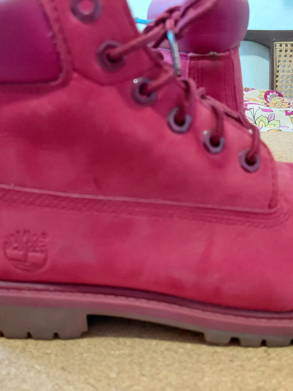 Timberland Women's Bubblegum Pink Lace-Up Nubuck Boots